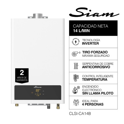 Calefón A Gas Siam 14 L/min Tiro Forzado Inverter