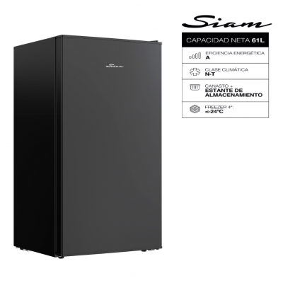 Freezer Vertical Ciclico Capacidad 65 Litros Negro Siam