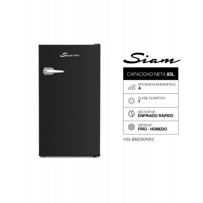 Heladera Bajo Mesada Siam Retro 83L Negro