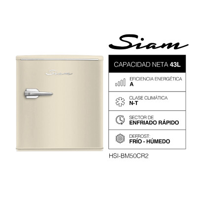 Heladera Siam Bajo Mesada Retro 43 Lts Crema Cycle Defrost