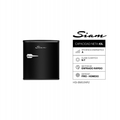 Heladera Bajo Mesada Siam Retro 43L Negra