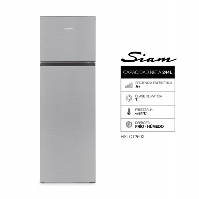 Heladera Top Mount Siam Cíclica 244L Inox