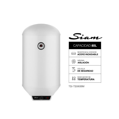 Termotanque Eléctrico Siam 80L Instalación Vertical 